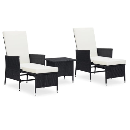 Set Divani da Giardino 3 pz con Cuscini in Polyrattan Nero - homemem39