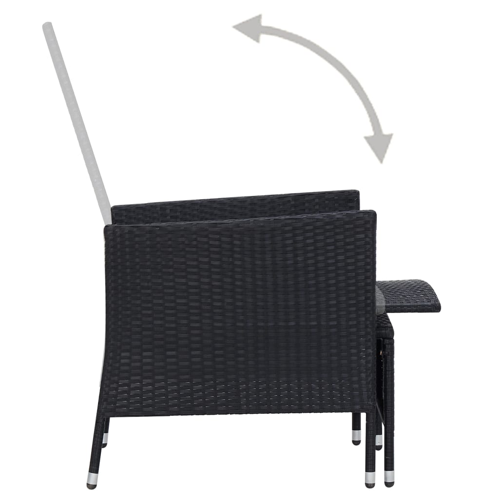 Set Divani da Giardino 3 pz con Cuscini in Polyrattan Nero - homemem39