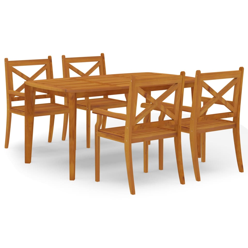 Set da Pranzo per Giardino 5 pz in Legno Massello di Acacia - homemem39