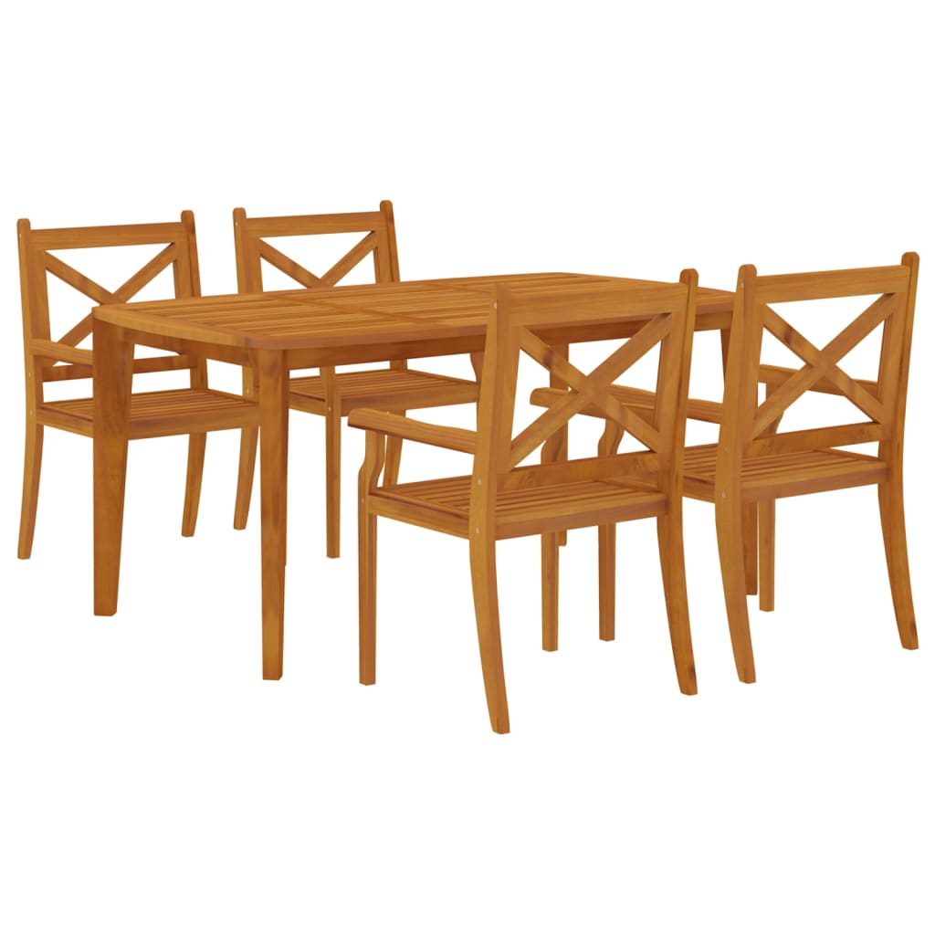 Set da Pranzo per Giardino 5 pz in Legno Massello di Acacia - homemem39