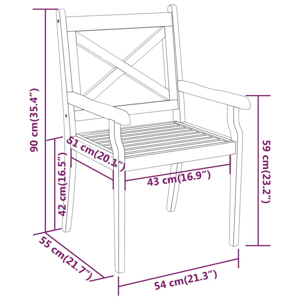 Set da Pranzo per Giardino 5 pz in Legno Massello di Acacia - homemem39