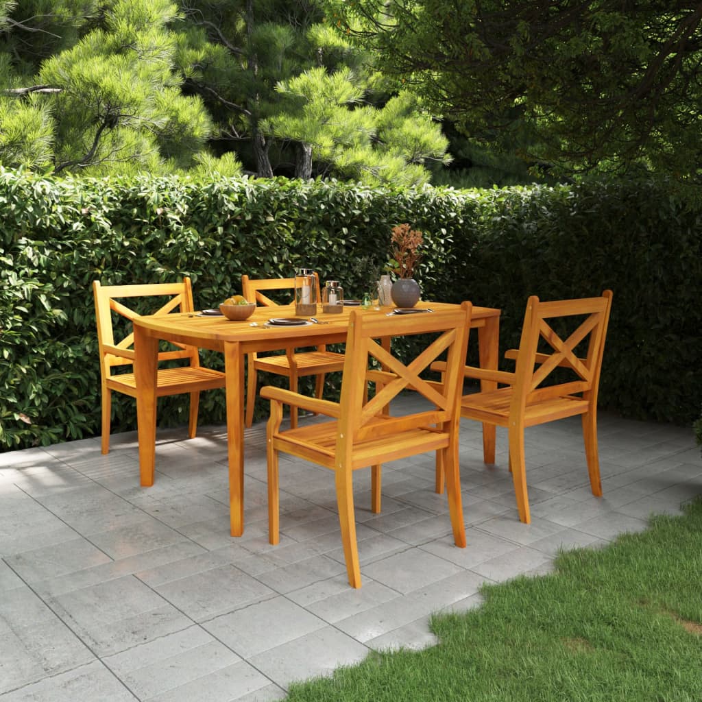 Set da Pranzo per Giardino 5 pz in Legno Massello di Acacia - homemem39