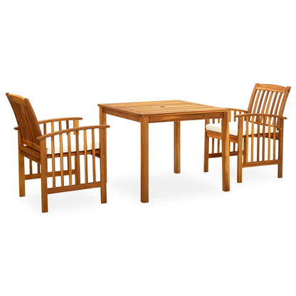 Set da Pranzo da Giardino 3 pz con Cuscini Massello di Acacia - homemem39