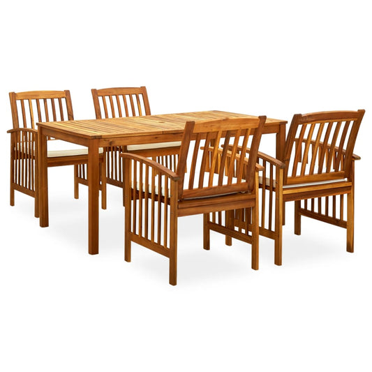 Set da Pranzo da Giardino 5 pz con Cuscini Massello di Acacia - homemem39