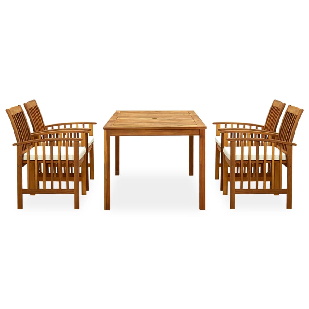 Set da Pranzo da Giardino 5 pz con Cuscini Massello di Acacia - homemem39