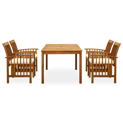 Set da Pranzo da Giardino 5 pz con Cuscini Massello di Acacia - homemem39