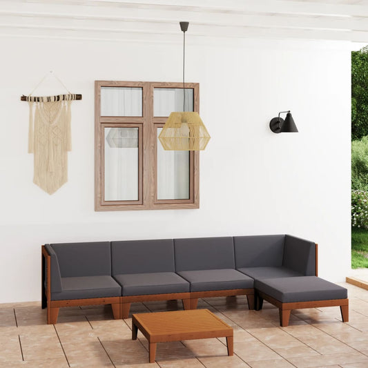 Set Divani da Giardino 6 pz con Cuscini in Massello di Acacia - homemem39