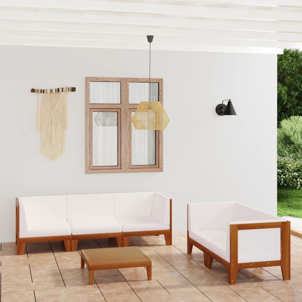 Set Divani da Giardino 6 pz con Cuscini in Massello di Acacia - homemem39