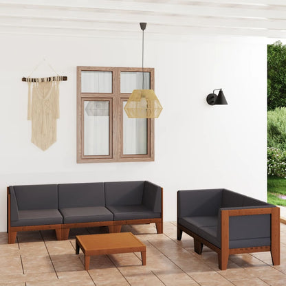 Set Divani da Giardino 6 pz con Cuscini in Massello di Acacia - homemem39