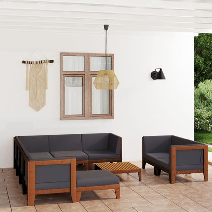 Set Divani da Giardino 10 pz con Cuscini in Massello di Acacia - homemem39