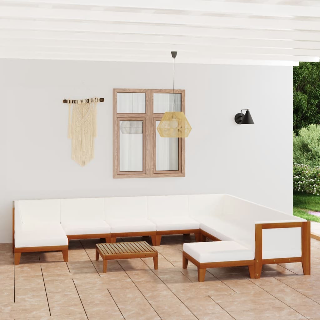 Set Divani da Giardino 11 pz con Cuscini in Massello di Acacia - homemem39