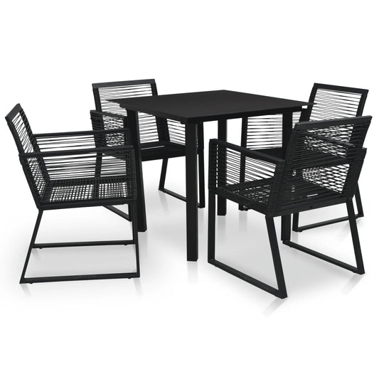 Set da Pranzo da Giardino 5 pz in Rattan PVC Nero - homemem39