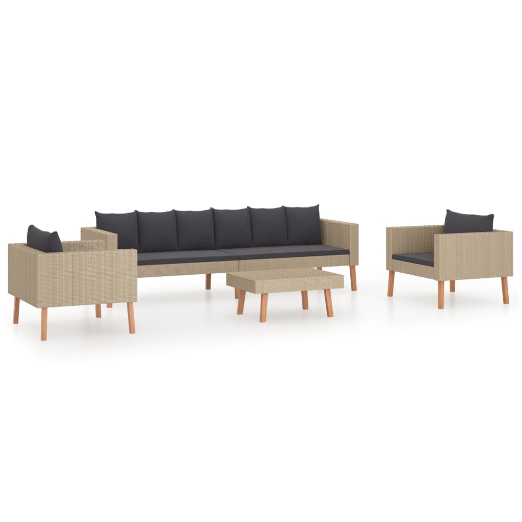 Set Divani da Giardino 4 pz con Cuscini in Polyrattan Beige - homemem39