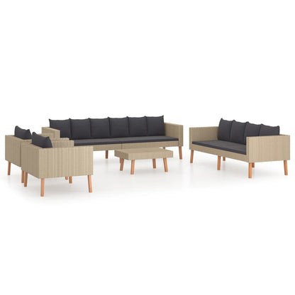 Set Divani da Giardino 5 pz con Cuscini in Polyrattan Beige - homemem39