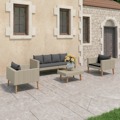 Set Divani da Giardino 4 pz con Cuscini in Polyrattan Beige - homemem39