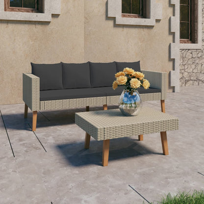 Set Divani da Giardino 2 pz con Cuscini in Polyrattan Beige - homemem39