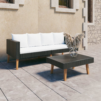 Set Divani da Giardino 2 pz con Cuscini in Polyrattan Nero - homemem39