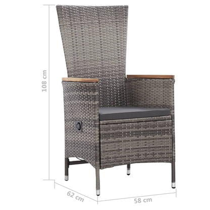 Set Divani da Giardino 3 pz con Cuscini in Polyrattan Grigio - homemem39