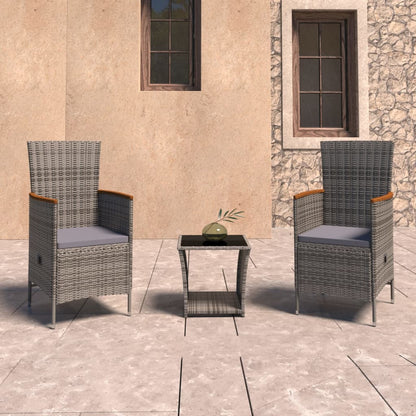 Set Divani da Giardino 3 pz con Cuscini in Polyrattan Grigio - homemem39