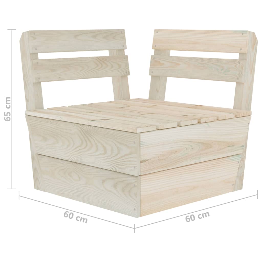 Divano Angolare Modulare su Pallet in Legno di Abete Impregnato - homemem39