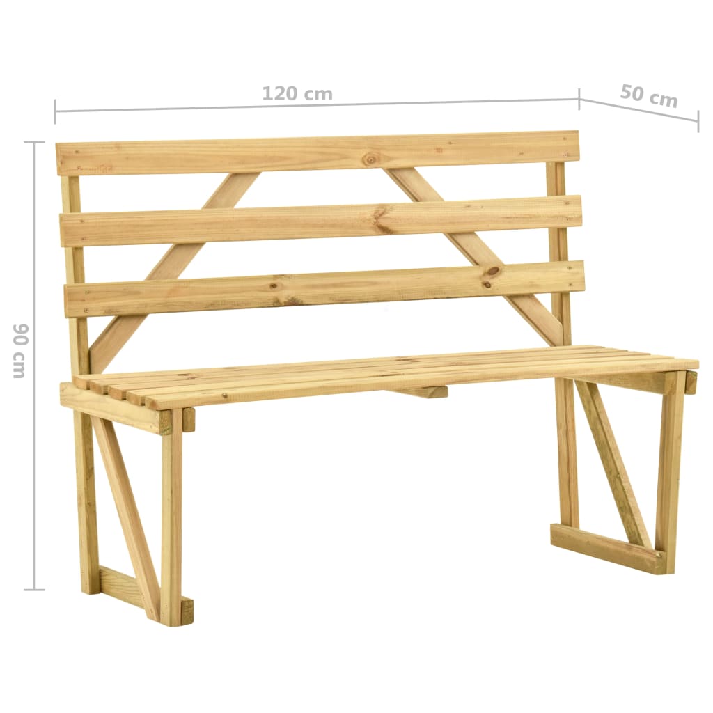 Panca da Giardino 120 cm in Legno di Pino Impregnato - homemem39