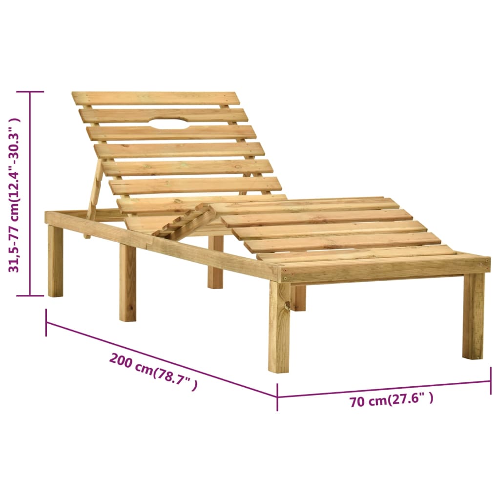 Lettino Prendisole con Tavolino in Legno di Pino Impregnato - homemem39