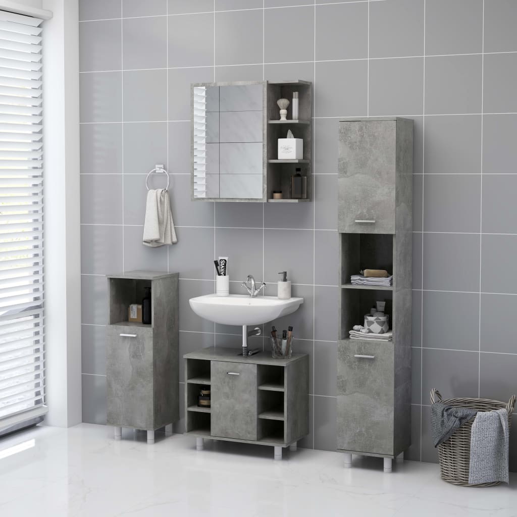 Mobile Bagno Specchio Grigio Cemento 62,5x20,5x64cm Multistrato - homemem39