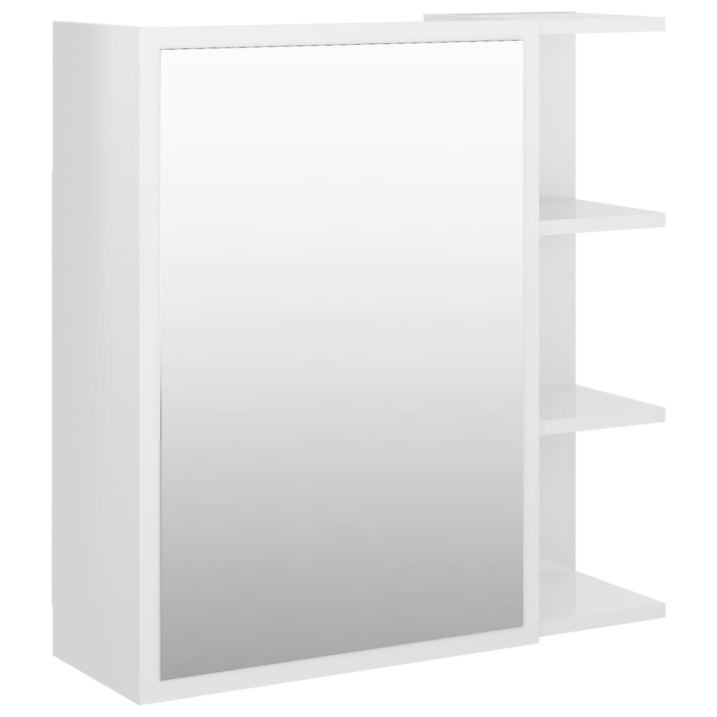 Mobile Bagno Specchio Bianco Lucido 62,5x20,5x64cm Multistrato - homemem39