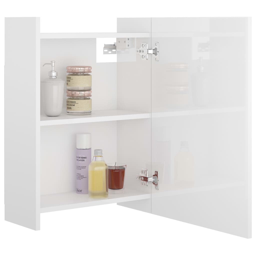 Mobile Bagno Specchio Bianco Lucido 62,5x20,5x64cm Multistrato - homemem39