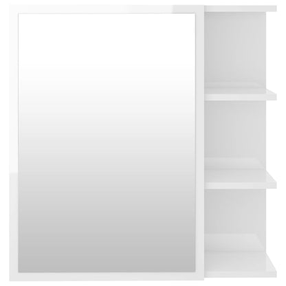 Mobile Bagno Specchio Bianco Lucido 62,5x20,5x64cm Multistrato - homemem39