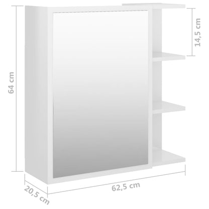 Mobile Bagno Specchio Bianco Lucido 62,5x20,5x64cm Multistrato - homemem39