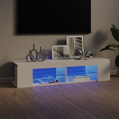 Mobile Porta TV con Luci LED Bianco Lucido 135x39x30 cm - homemem39