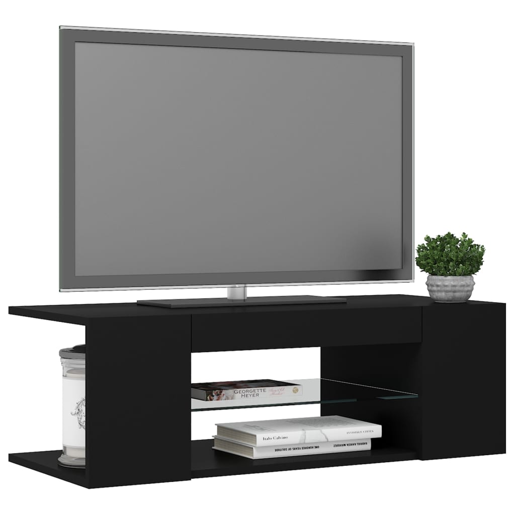 Mobile Porta TV con Luci LED Nero 90x39x30 cm - homemem39