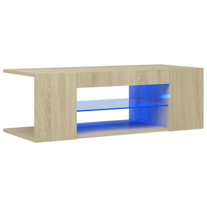 Mobile Porta TV con Luci LED Rovere Sonoma 90x39x30 cm - homemem39