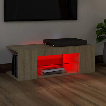 Mobile Porta TV con Luci LED Rovere Sonoma 90x39x30 cm - homemem39