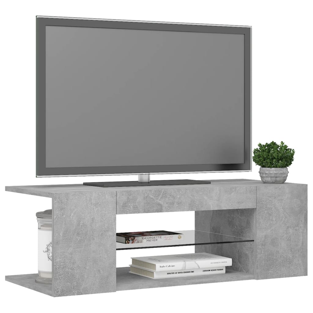 Mobile Porta TV con Luci LED Grigio Cemento 90x39x30 cm - homemem39