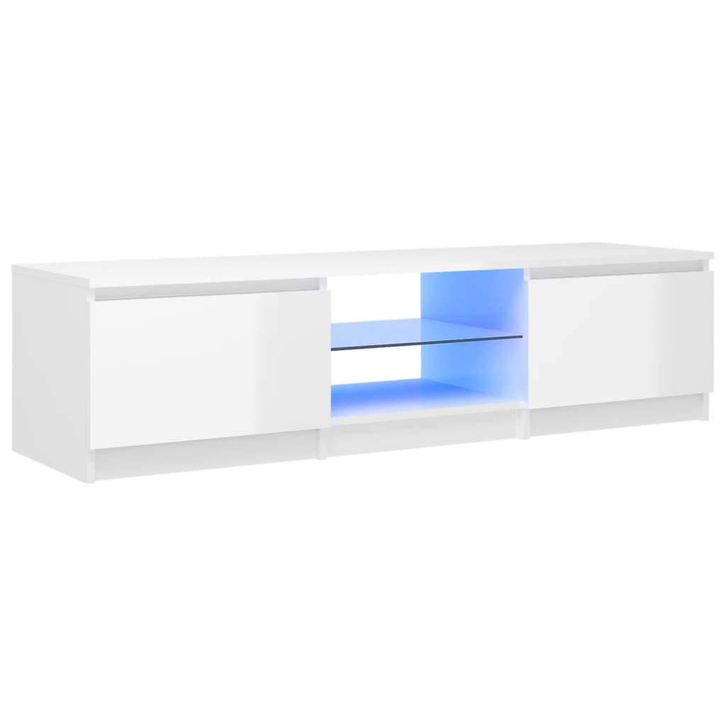 Mobile Porta TV con Luci LED Bianco Lucido 140x40x35,5 cm - homemem39