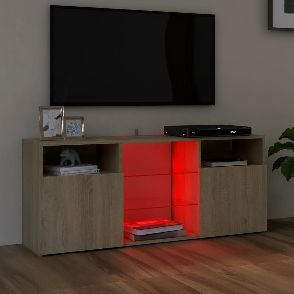 Mobile Porta TV con Luci LED Rovere Sonoma 120x30x50 cm - homemem39