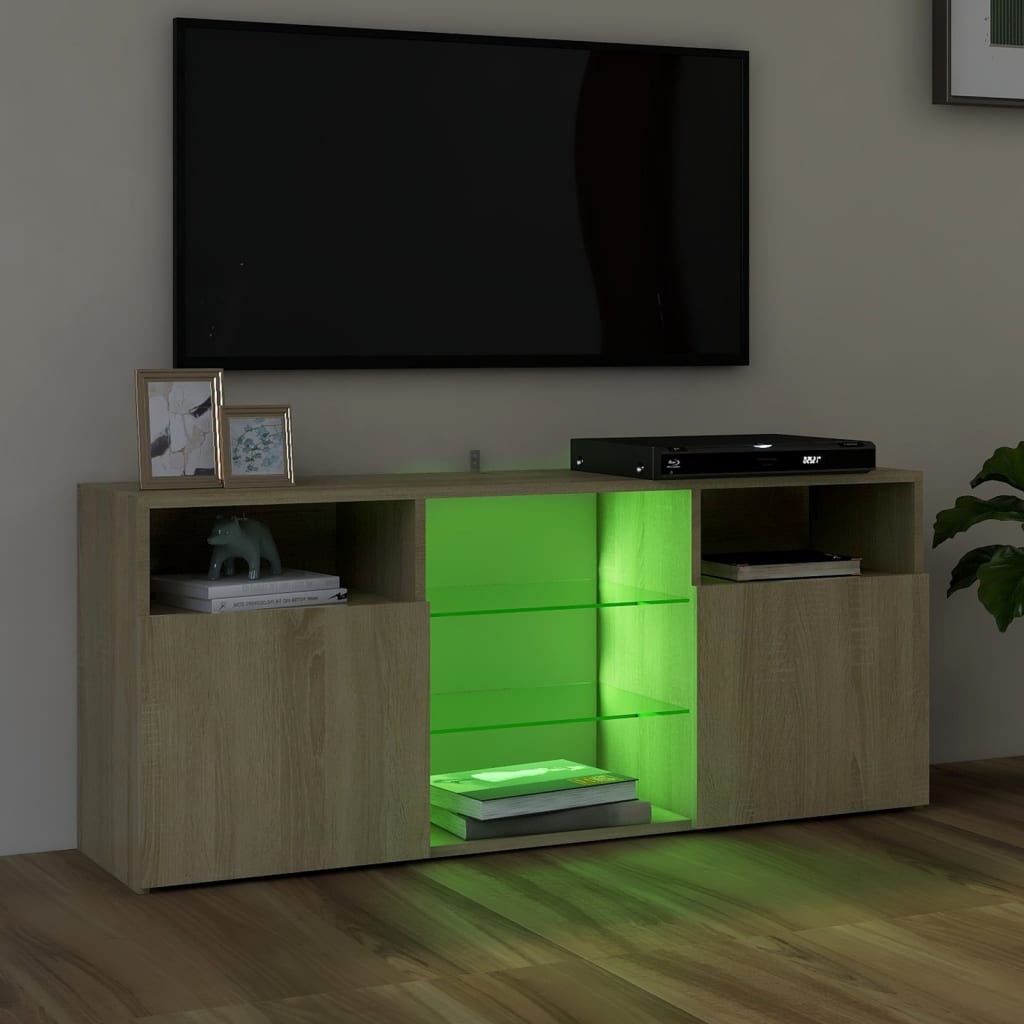 Mobile Porta TV con Luci LED Rovere Sonoma 120x30x50 cm - homemem39