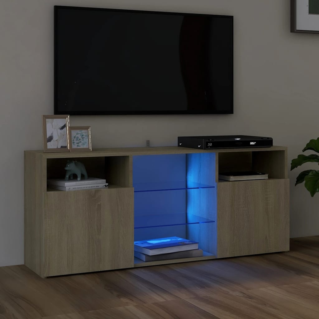 Mobile Porta TV con Luci LED Rovere Sonoma 120x30x50 cm - homemem39