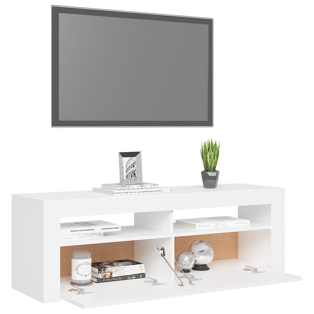 Mobile Porta TV con Luci LED Bianco 120x35x40 cm - homemem39