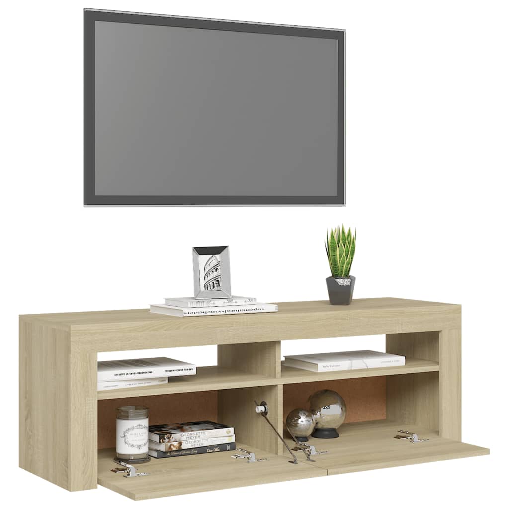 Mobile Porta TV con Luci LED Rovere Sonoma 120x35x40 cm - homemem39