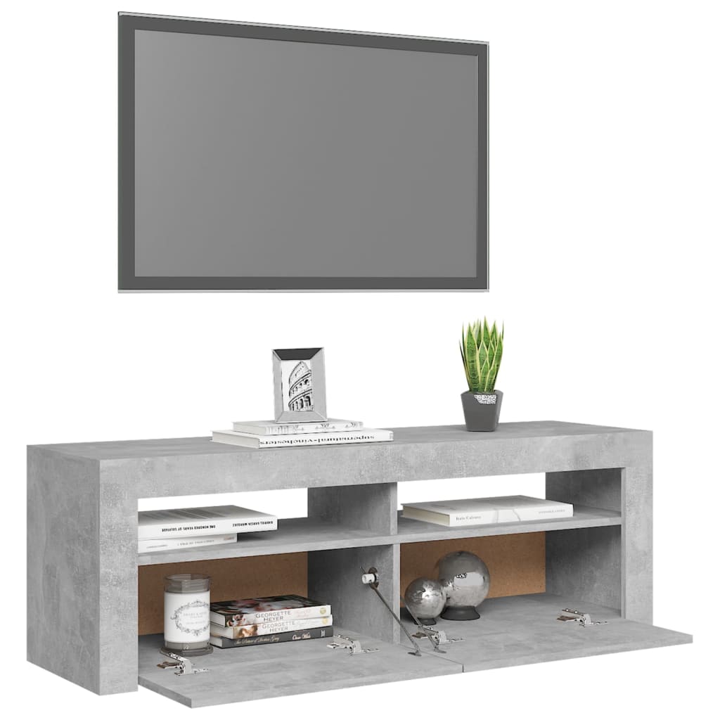 Mobile Porta TV con Luci LED Grigio Cemento 120x35x40 cm - homemem39