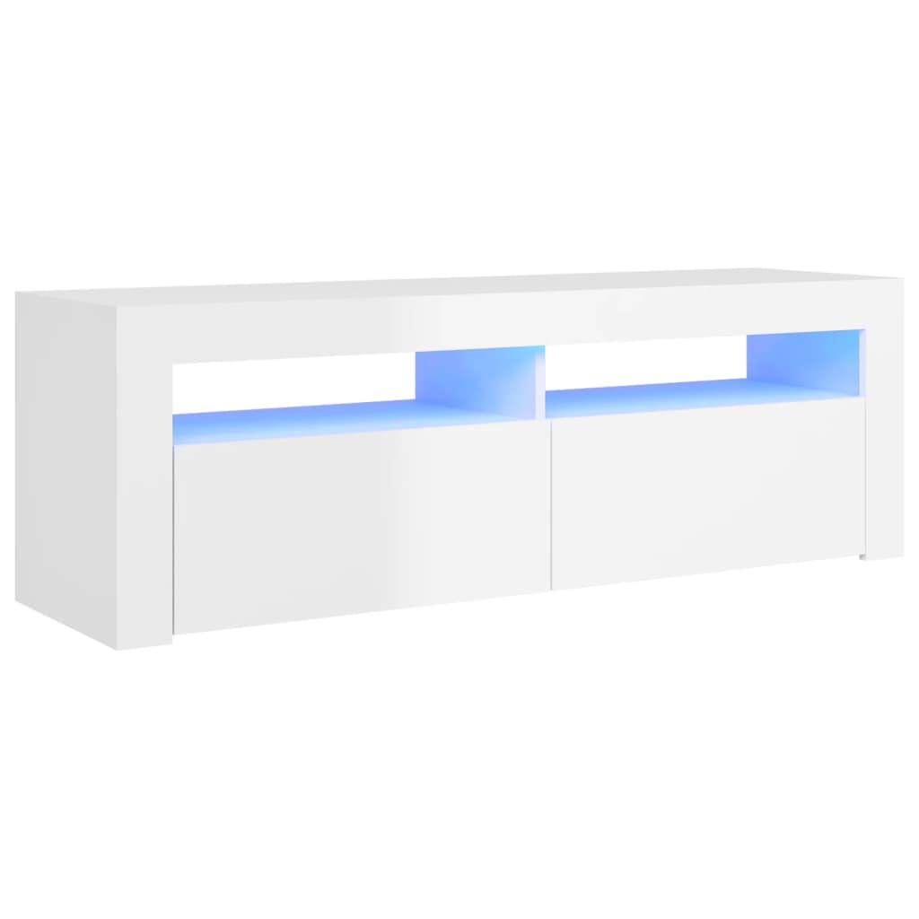 Mobile Porta TV con Luci LED Bianco Lucido 120x35x40 cm - homemem39