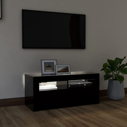 Mobile Porta TV con Luci LED Nero 90x35x40 cm - homemem39