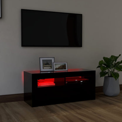 Mobile Porta TV con Luci LED Nero 90x35x40 cm - homemem39