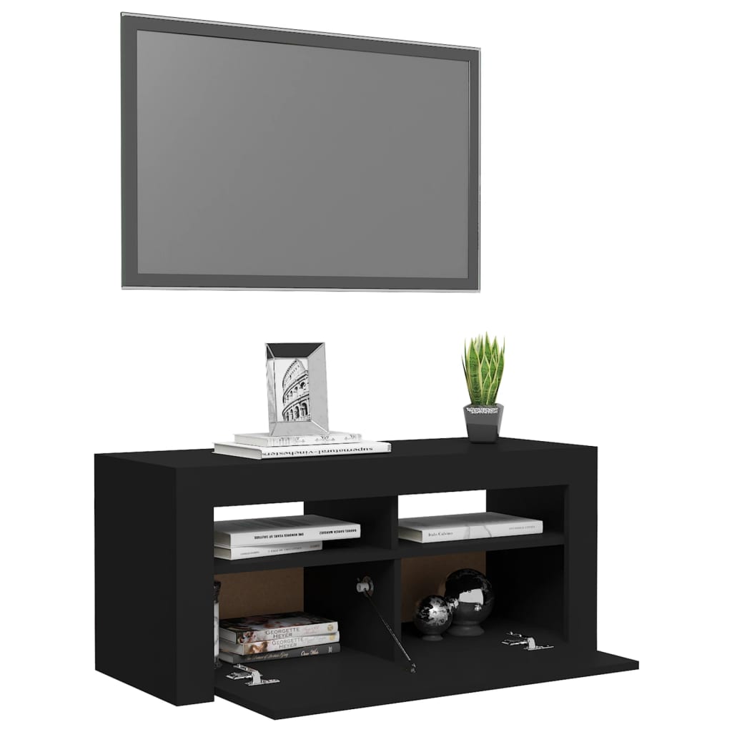 Mobile Porta TV con Luci LED Nero 90x35x40 cm - homemem39