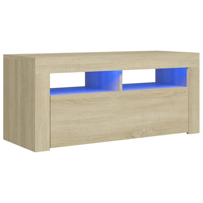 Mobile Porta TV con Luci LED Rovere Sonoma 90x35x40 cm - homemem39