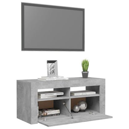 Mobile Porta TV con Luci LED Grigio Cemento 90x35x40 cm - homemem39