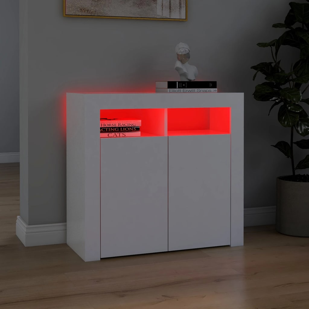 Credenza con Luci LED Bianca 80x35x75 cm - homemem39